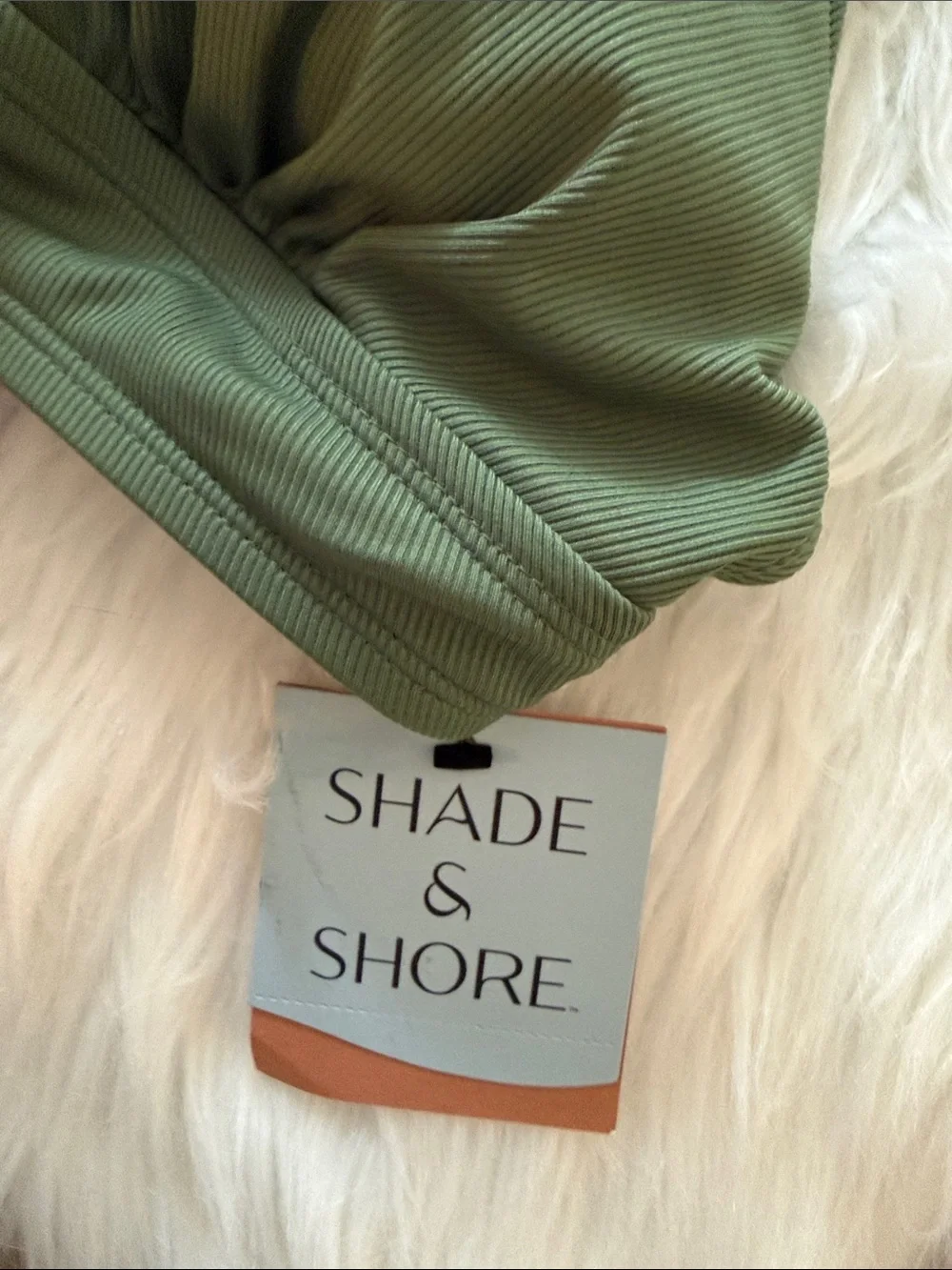 Olive Green Ribbed Bikini Top - Picture 3 of 7